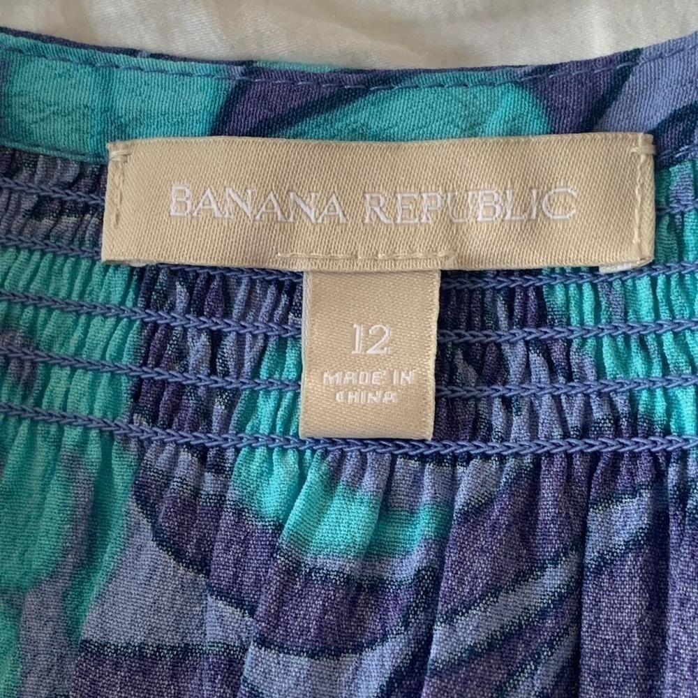 Banana Republic Blue and Purple Floral Shirtdress with Belt Size 12 - Picture 7 of 10